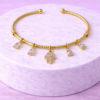 Bracelet Doré Charms Main Protectrice & Cristaux Transparents
