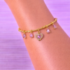 67683B0C-A878-43EA-A0C1-0006CD397E3B Bracelet Doré Charms Cœur Rose & Pierres Délicates