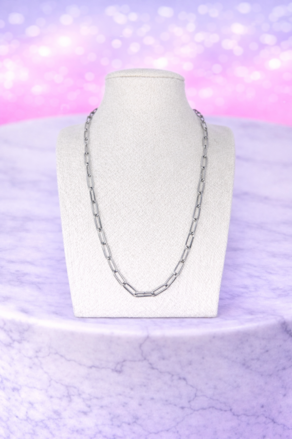 Collier Chaîne Maillon Argenté – Base Personnalisable