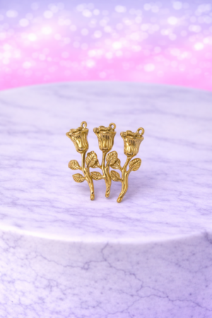 Charms Roses Dorées – Élégance Florale & Amour Intemporel