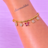 Bracelet Doré Charms Papillon Violet & Cristaux