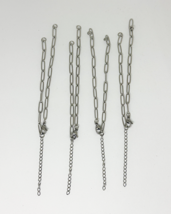 Chaîne Connecteur Couleur Argentée à Maillons Allongés – Base de Personnalisation