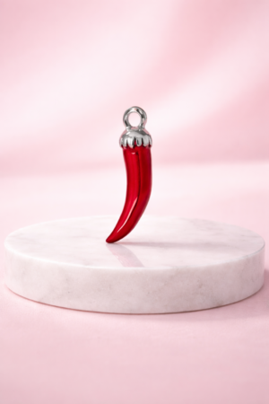 Charms Piment Rouge - Porte-Bonheur Argenté