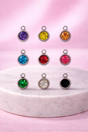 Charms Pierre Ronde Brillante – 8 Couleurs au Choix