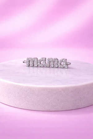 Connecteur “Mama” – Argenté & Strass