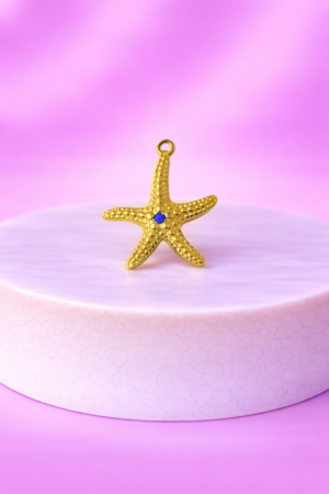 Charms Étoile de Mer Dorée – Strass Bleu Étincelant