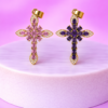 Charms Croix Strass – Doré & Étincelant (Variantes Rose / Violet)