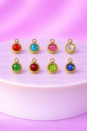 Charms Rond Strass – Pendentif Brillant Doré (Plusieurs Couleurs)