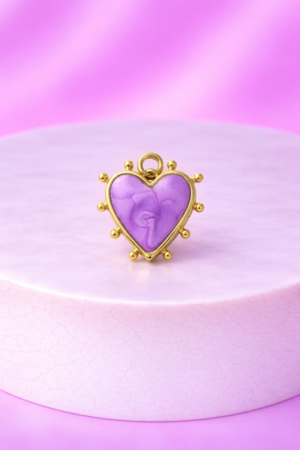 Charms Cœur Violet Doré – Style Baroque