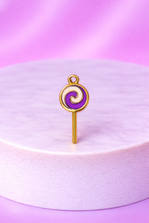 Charms Sucette Spirale Violet & Rose – Style Gourmand & Kawaii