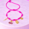 Bracelet Pré-fait Cordon Rose & Charms Dorés – Enfant & Adulte