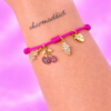 Bracelet Pré-fait Cordon Rose & Charms Dorés – Enfant & Adulte