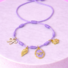 Bracelet Pré-fait Cordon Violet & Charms Dorés – Enfant & Adulte