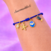 Bracelet Pré-fait Cordon Bleu & Charms Marins Dorés – Enfant & Adulte
