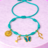 Bracelet Pré-fait Cordon Vert d’Eau & Charms Nature Dorés – Enfant & Adulte