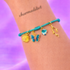 Bracelet Pré-fait Cordon Vert d’Eau & Charms Nature Dorés – Enfant & Adulte