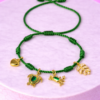 Bracelet Pré-fait Cordon Vert Nature & Charms Dorés – Enfant & Adulte