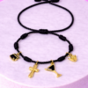 Bracelet Pré-fait Cordon Noir Symboles Dorés – Enfant & Adulte