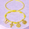 Bracelet Pré-fait Cordon Jaune Charms Dorés – Enfant & Adulte