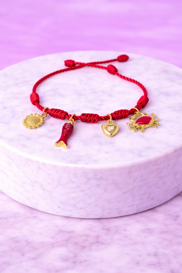 Bracelet Pré-fait Cordon Rouge Charms Marin – Enfant & Adulte