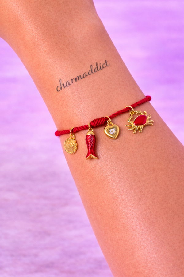 Bracelet Pré-fait Cordon Rouge Charms Marin – Enfant & Adulte