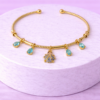 Bracelet Doré Charms Tortue & Cristaux Turquoise