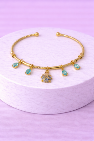 Bracelet Doré Charms Tortue & Cristaux Turquoise